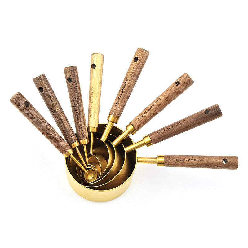 Stainless Steel with Wood Measuring Cups