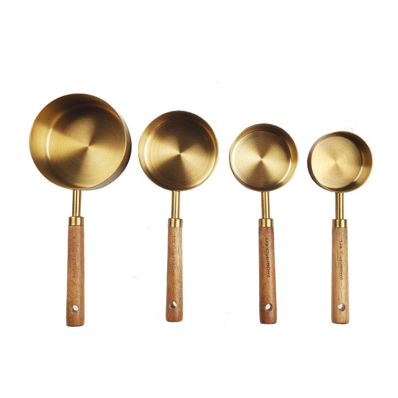 Stainless Steel with Wood Measuring Cups
