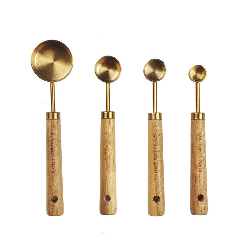 Stainless Steel with Wood Measuring Cups
