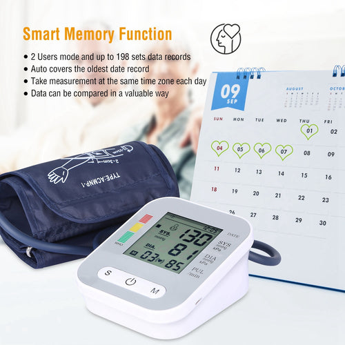 1Pc Digital Arm Blood Pressure Monitor LCD Digital Heart Beat BP Gauge Health Test With Voice