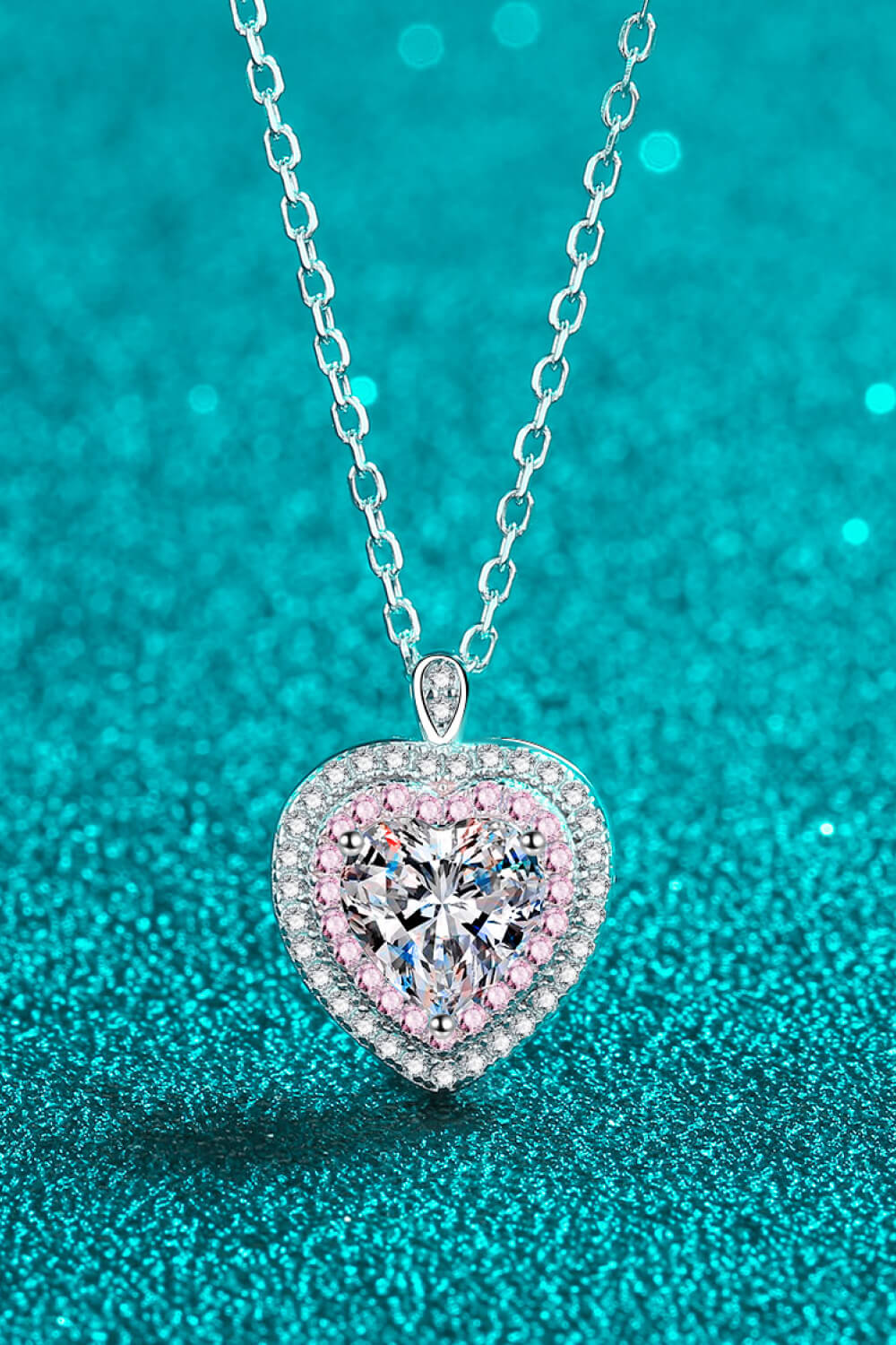 1 Carat Sterling Silver Heart Pendant Necklace