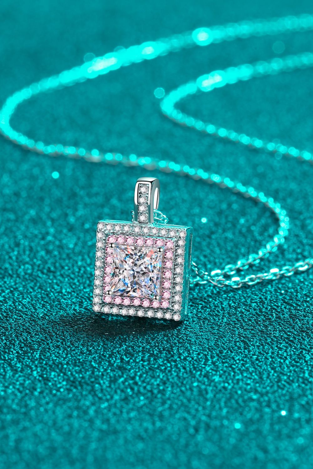 1 Carat Square Pendant Chain Necklace