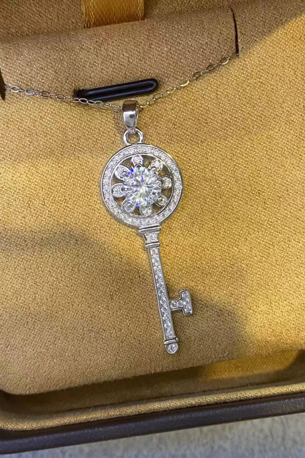 1 Carat Platinum-Plated Key Pendant Necklace