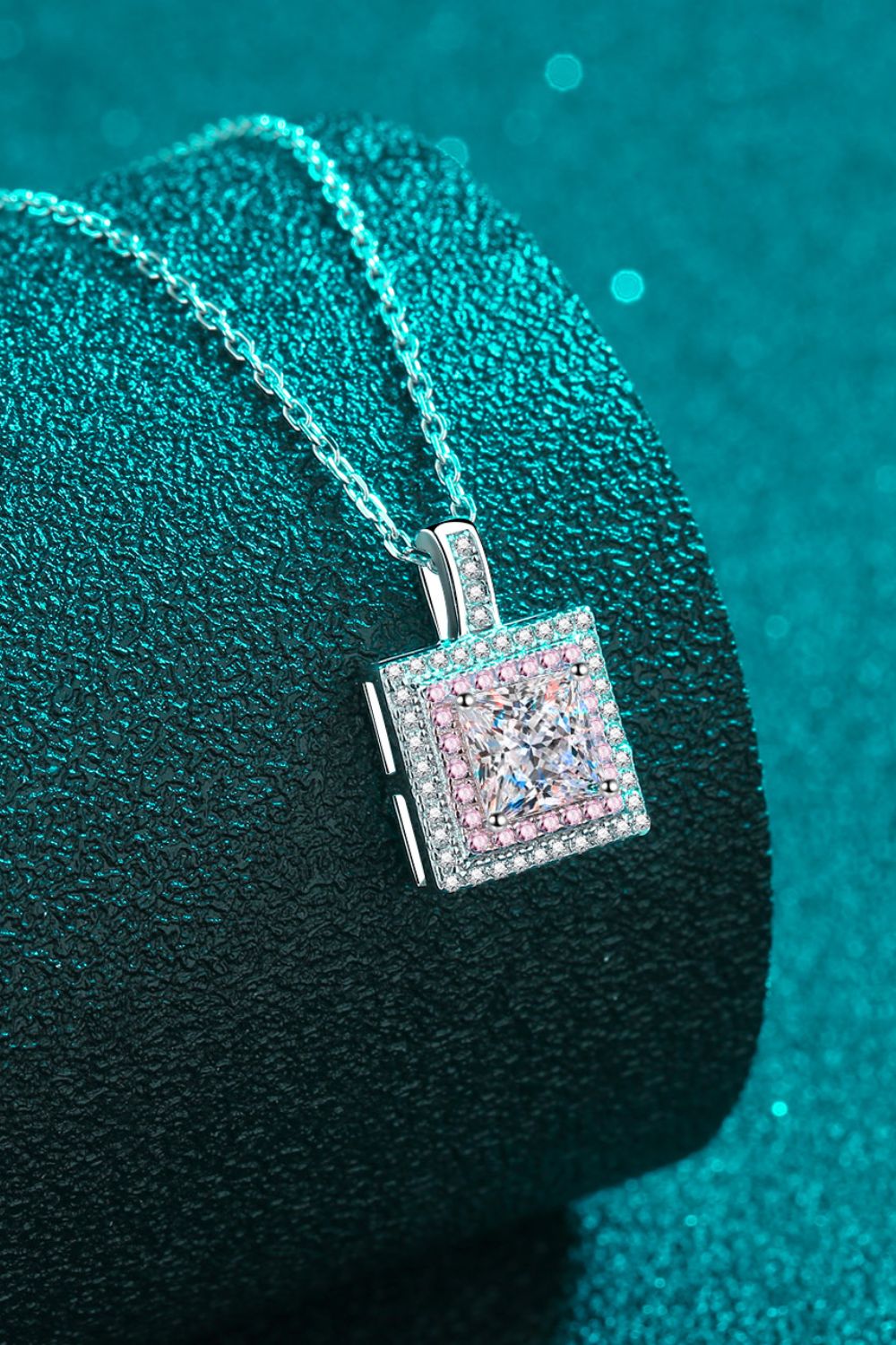 1 Carat Square Pendant Chain Necklace