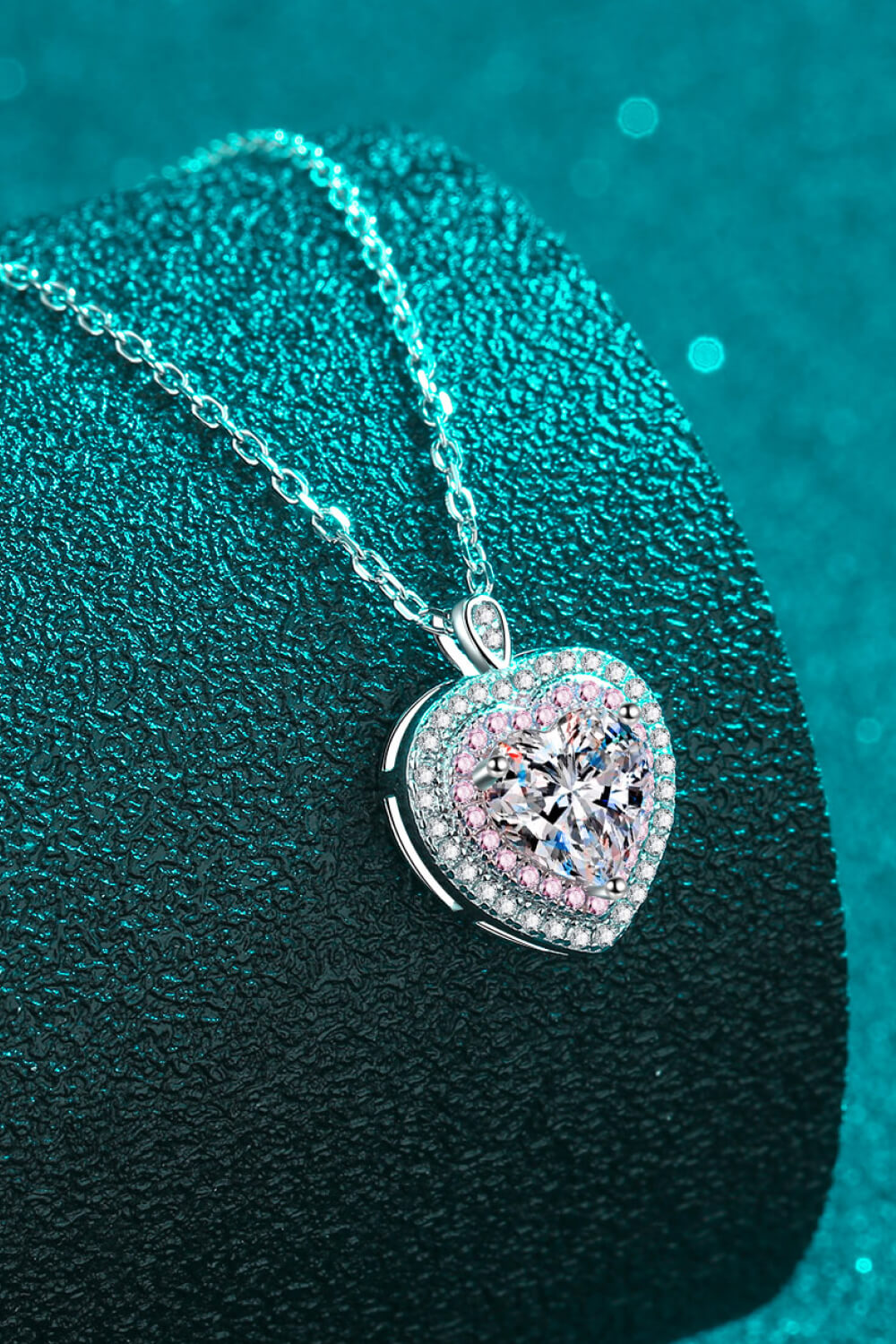 1 Carat Sterling Silver Heart Pendant Necklace