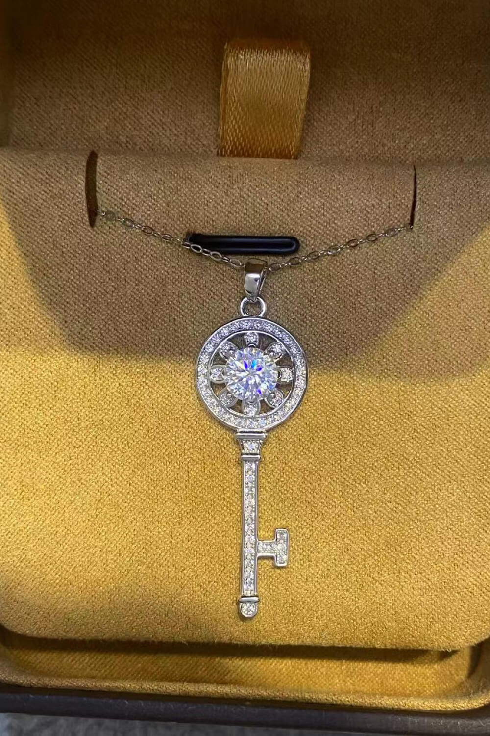 1 Carat Platinum-Plated Key Pendant Necklace
