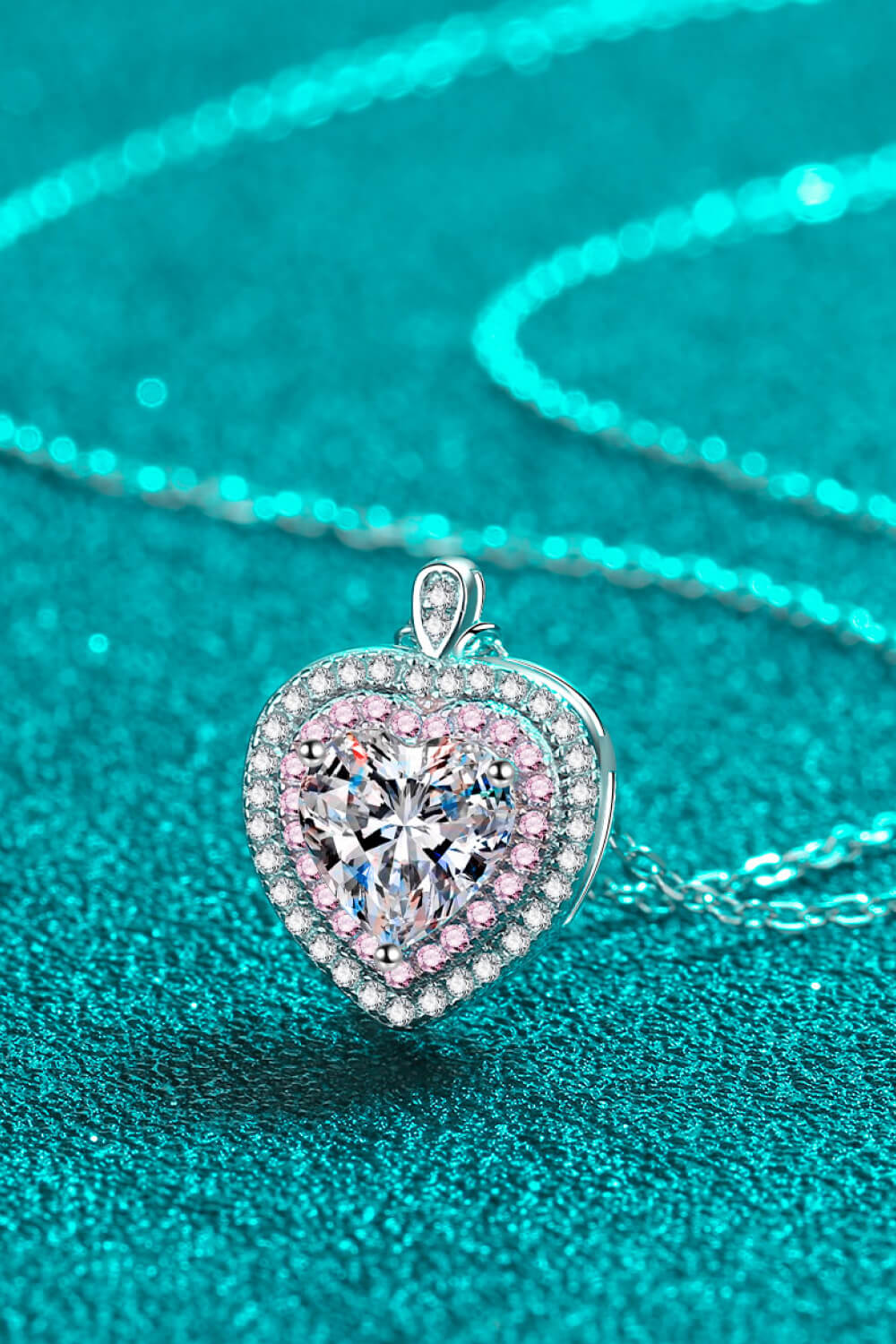 1 Carat Sterling Silver Heart Pendant Necklace
